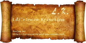 Lőrincze Krisztina névjegykártya